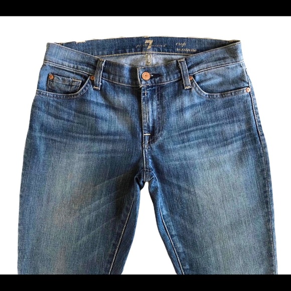 7 For All Mankind Jeans Sz 27 Blue Ankle Crop Roxanne Skinny Leg - Picture 7 of 9